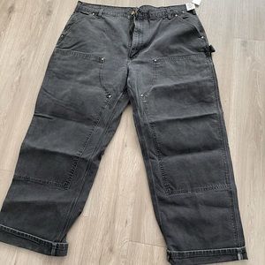 Vintage Carhartt Washed Black Patched Pant 40 X 34